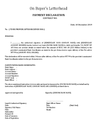 The letterhead to a bank manager needs to include your personal information and the date on the top, right corner of the paper. Bank Payment Declaration For Mt103 Swift Doc