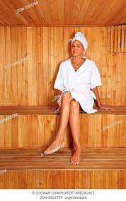 Senior woman in sauna Stock Photos and Images | agefotostock