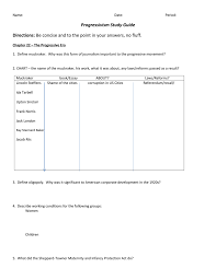 Progressivism Study Guide Directions