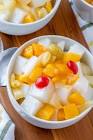 almond jelly with fruit salad