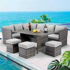 Outdoor Dining Sectional Sofa Couch