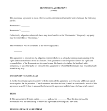 Roommate Agreement Sample Template Word Pdf