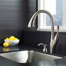 Browse kitchen sink faucets by style, finish, installation type, location and innovation. Delta Berkley Pulldown Kitchen Faucet And Soap Dispenser Costco