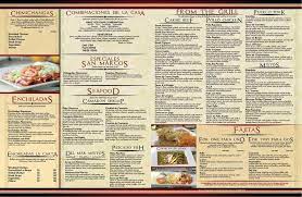 menu of san marcos mexican