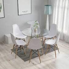 Beautiful, solid hardwood round kitchen/dining room table. Glass Round Dining Table And 4 6 Wooden Chairs Set Coffee Seats Kitchen Room Ebay