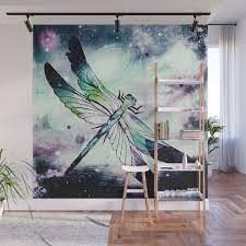 Space Dragonfly Wall Mural By Haroulita