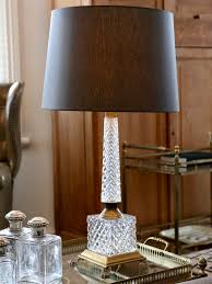 Cut Glass And Brass Column Table Lamp