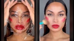 tiktok plastic wrap makeup hack