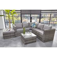 Rattan Garden Furniture 6 Seater Corner