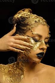 fashion art golden skin model