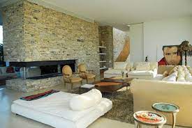 Stone Wall And Fireplace Interior