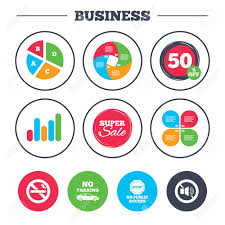Business Pie Chart Growth Graph Stop Smoking And No Sound Signs