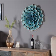 Teal Metal Wall Flower Decoration