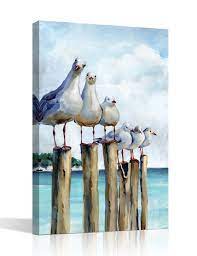 Painting Canvas Prints Birds Beach