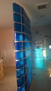 Colored And Curved Glass Block Shower