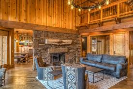 Upscale Rustic Living Room With Stone