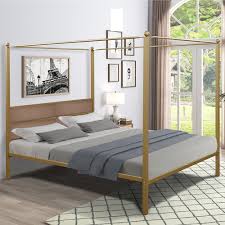metal canopy bed frame queen size with