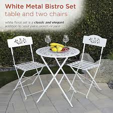 Small White Bistro Set 3piece Table And