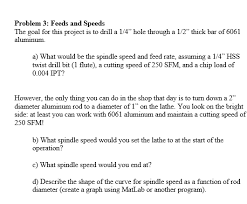 Problem 3 Feeds And Speeds The Goal For This Proj