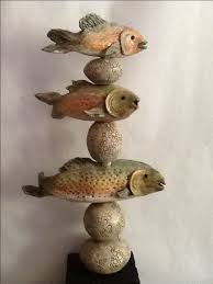 Ceramic Fish Totem For The Garden By