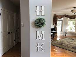 White Wood Home Sign Home Wall Letters