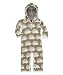 Milkbarn Gray Hedgehog Organic Cotton Hooded Playsuit