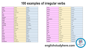 100 exles of irregular verbs