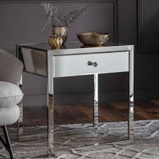 cutler 1 drawer mirrored side table