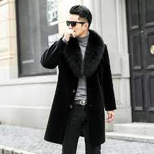 Faux Fur Collar Men 039 S Long Black