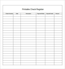 Blank Checkbook Register Free Printable Blank Check Register