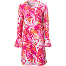 Ibkul Womens Caroline Floral Print Bell Sleeve Golf Dress