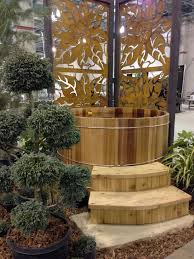 Maybe you would like to learn more about one of these? 5 X 3 Wood Barrel Hot Tub With Jets And Electric Heat At The Sacramento Home And Garden Show Http Www A Deck Designs Backyard Wood Hot Tub Backyard Patio