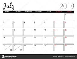 July 2018 Printable Calendar Planner Design Template Week