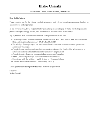 clinical psychologist cover letter