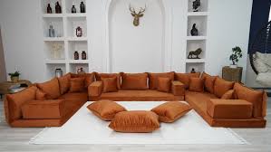 Velvet Fabric Sofa Amber Color U
