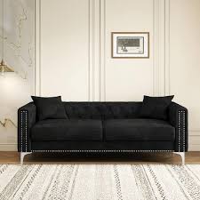 Square Arm Velvet Rectangular Sofa