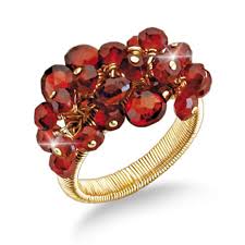 pion in rome ring glowing garnet beads hand wrapped ring of 14k gold filled wire