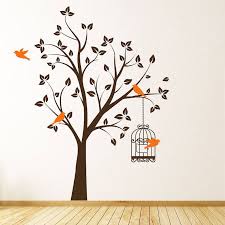 Tree With Bird Cage Wall Stickers