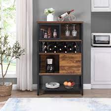 industrial bar cabinet with wine rack