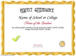 Sample Perfect Attendance Certificate Walter Aggarwaltravels Co