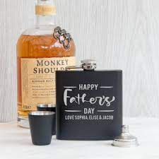 personalised hip flask gift set happy