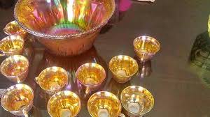 Carnival Glass Punch Bowl 12 Cups