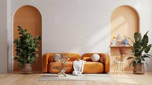 orange leather sofa and decoration