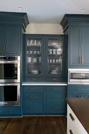 Blue China Cabinet With Leaded Glass