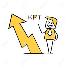 Businessman And Arrow Chart For Kpi Concept Yellow Stick Figure