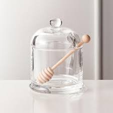 Swarm Rounded Clear Glass Honey Pot