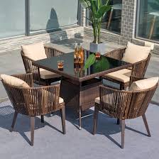 rattan outdoor square dining table