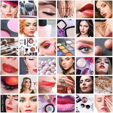 collage of decorative cosmetic and
