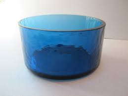 Vintage Aqua Teal Blue Blown Glass Bowl