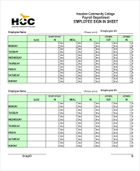 Employee Sign In Sheets 8 Free Word Pdf Excel Documents